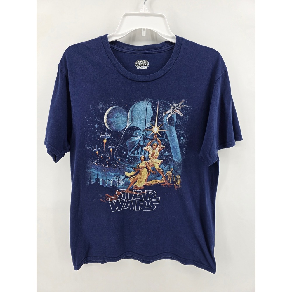 Star Wars Classic Movie Poster Tee Navy Luke Leia Vader‎ M